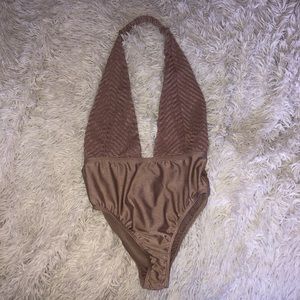 Low V halter bodysuit
